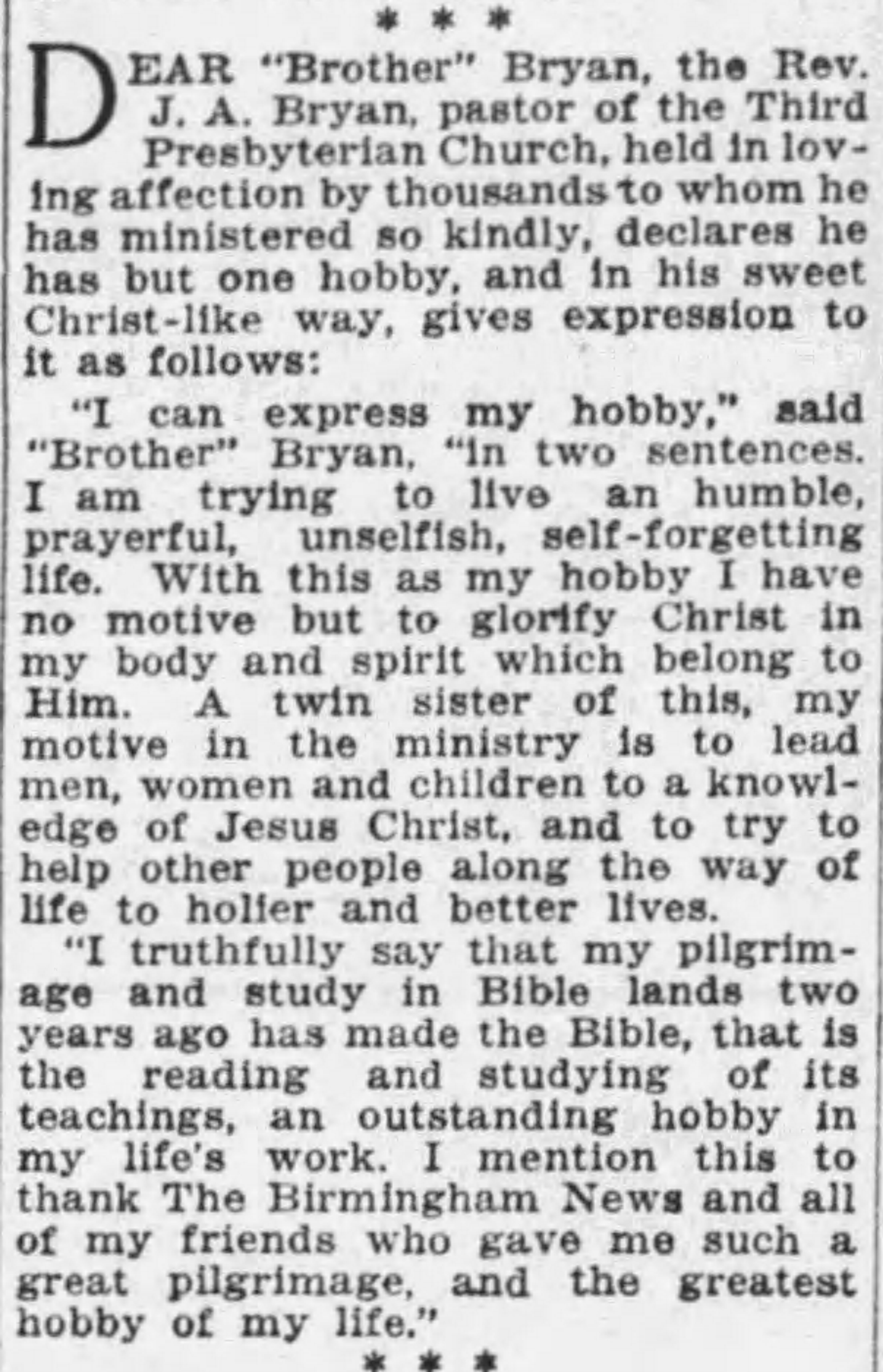 Ministers and Their Hobbies